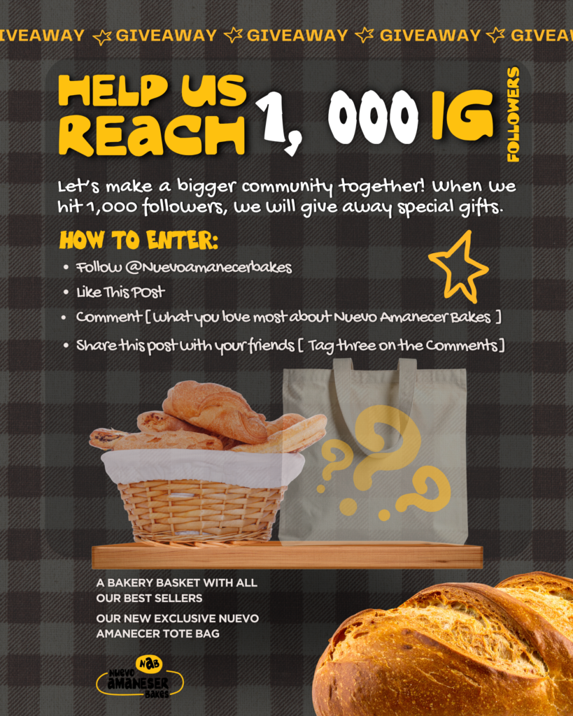 1 give away post, nuevo amanecer bakes, social media 2026