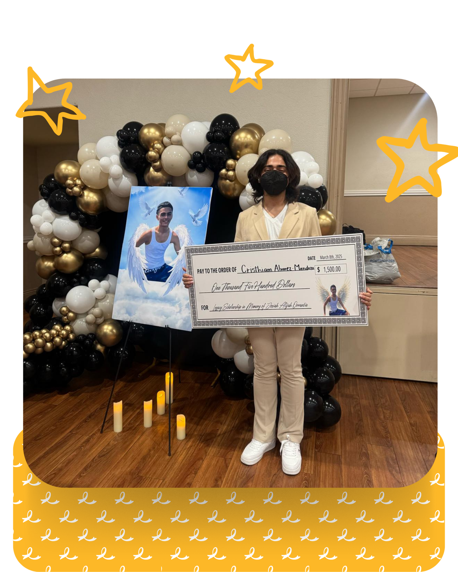 awarded person, jojos legacy scholarship